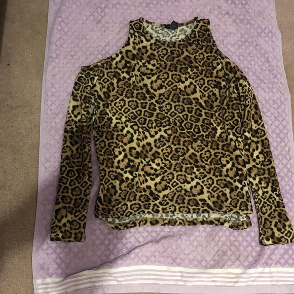Girls Night Out Warm Felt Sexy Leopard Print Cheetah Long Sleeves thermal Top - Picture 10 of 16